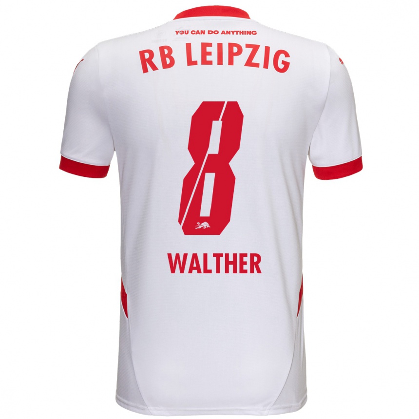 נשים כדורגל Kofi Walther #8 לבן אדום ג'רזי ביתית 2024/25