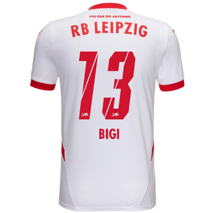 נשים כדורגל Samim Bigi #13 לבן אדום ג'רזי ביתית 2024/25