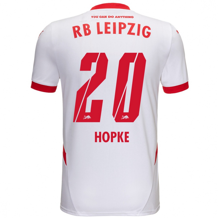 נשים כדורגל Hannes Hopke #20 לבן אדום ג'רזי ביתית 2024/25