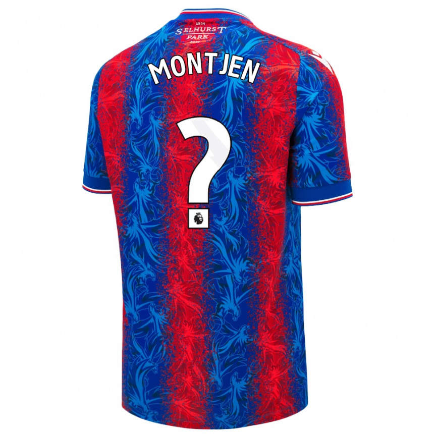 נשים כדורגל David Montjen #0 פסים כחולים אדומים ג'רזי ביתית 2024/25