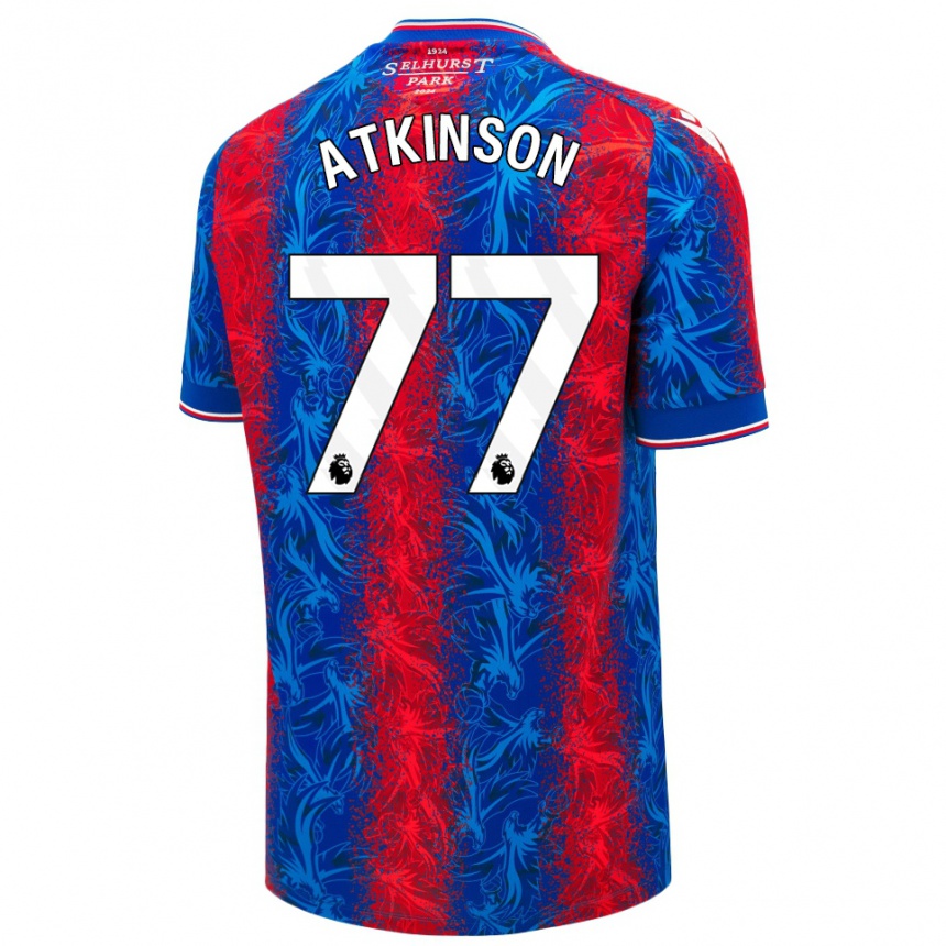 נשים כדורגל Isibeal Atkinson #77 פסים כחולים אדומים ג'רזי ביתית 2024/25