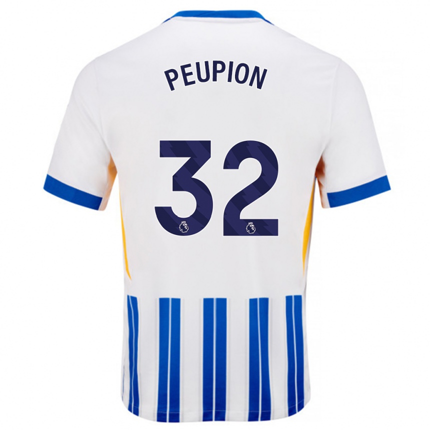 נשים כדורגל Cameron Peupion #32 פסי סיכה כחולים לבנים ג'רזי ביתית 2024/25
