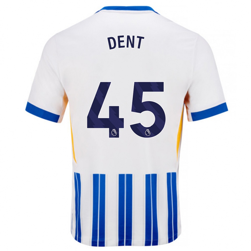 נשים כדורגל Lily Dent #45 פסי סיכה כחולים לבנים ג'רזי ביתית 2024/25