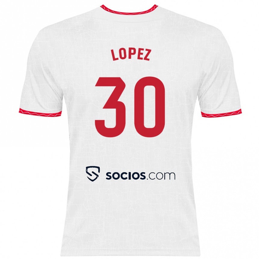 נשים כדורגל Alba López #30 לבן אדום ג'רזי ביתית 2024/25