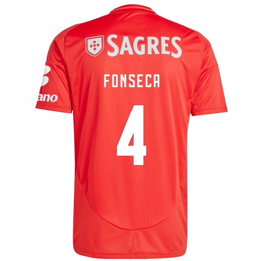 נשים כדורגל João Fonseca #4 אדום לבן ג'רזי ביתית 2024/25
