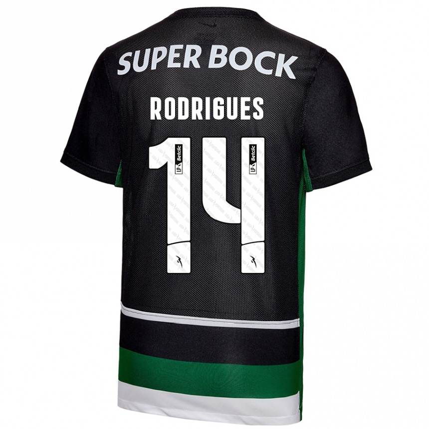 נשים כדורגל Paulo Rodrigues #14 שחור לבן ירוק ג'רזי ביתית 2024/25