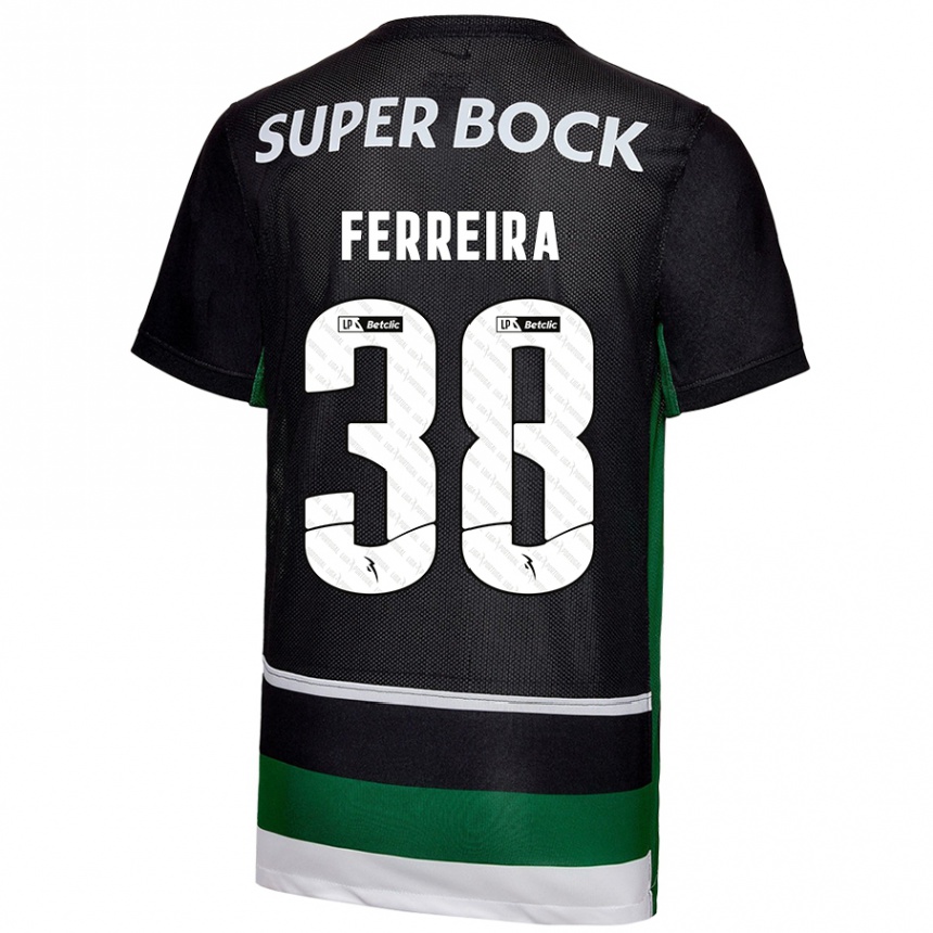 נשים כדורגל Marta Ferreira #38 שחור לבן ירוק ג'רזי ביתית 2024/25