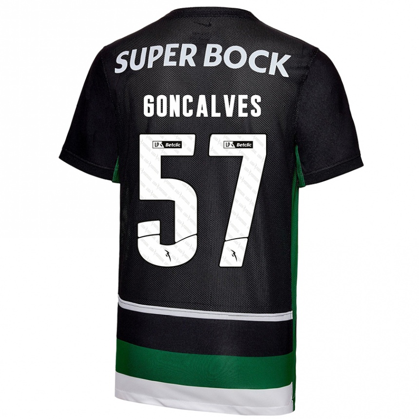 נשים כדורגל Inês Gonçalves #57 שחור לבן ירוק ג'רזי ביתית 2024/25