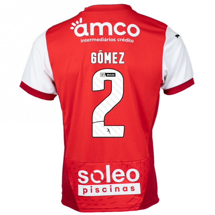 נשים כדורגל Víctor Gómez #2 אדום לבן ג'רזי ביתית 2024/25