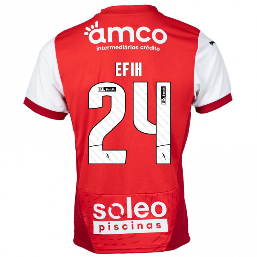 נשים כדורגל Peace Efih #24 אדום לבן ג'רזי ביתית 2024/25