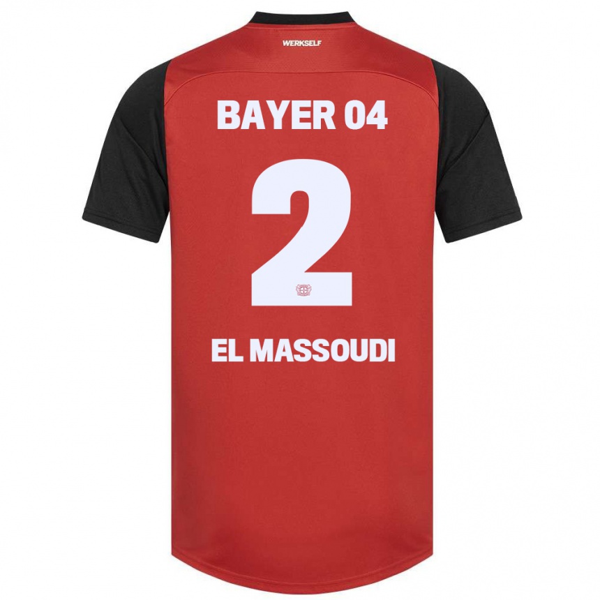 נשים כדורגל Nassim El Massoudi #2 אדום שחור ג'רזי ביתית 2024/25