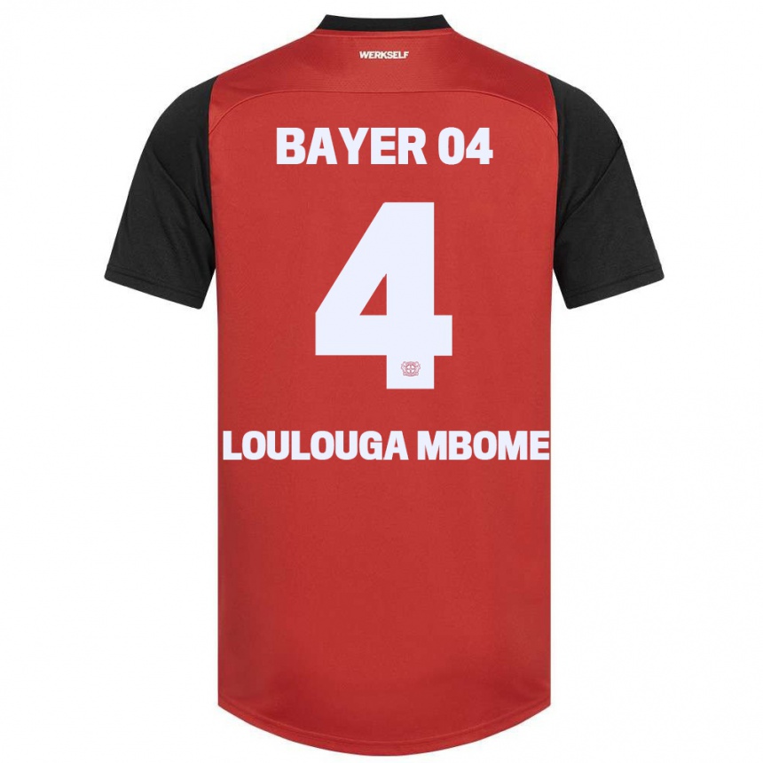 נשים כדורגל Adrien Loulouga Mbome #4 אדום שחור ג'רזי ביתית 2024/25