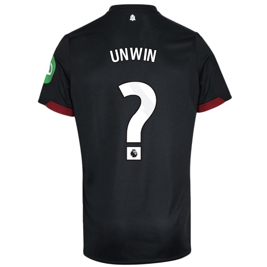 נשים כדורגל Jonathan Unwin #0 שחור לבן הרחק ג'רזי 2024/25