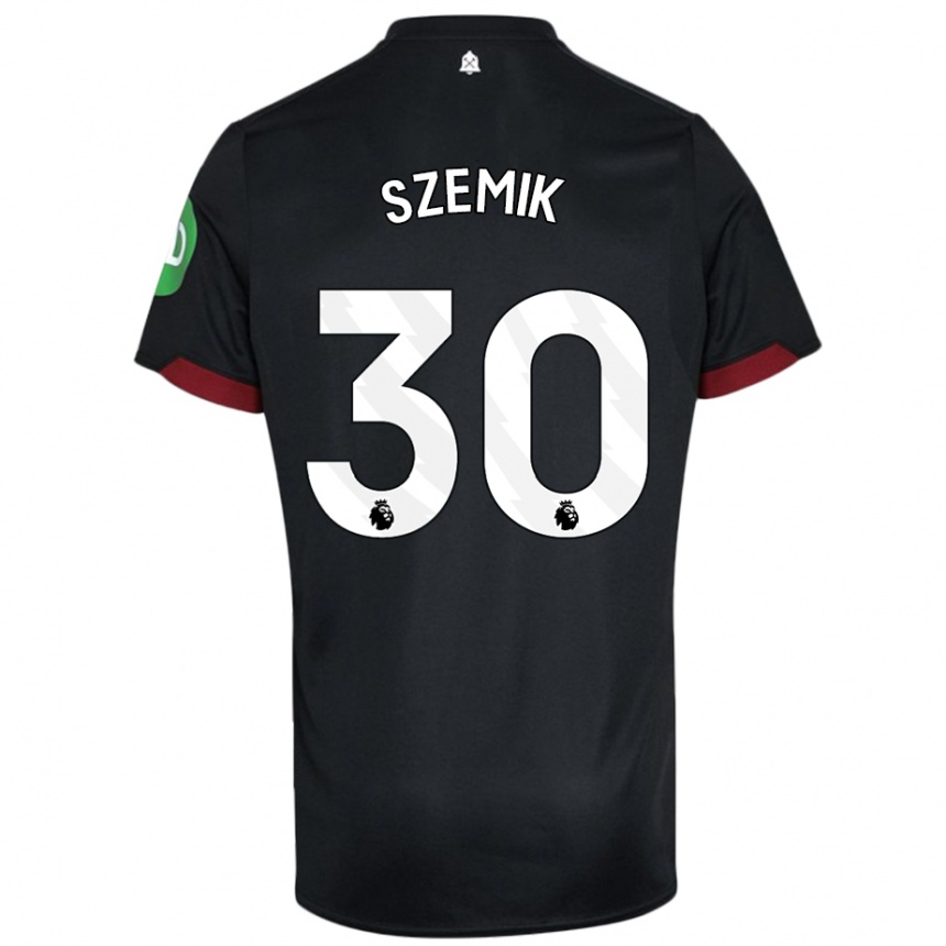 נשים כדורגל קינגה שמיק #30 שחור לבן הרחק ג'רזי 2024/25