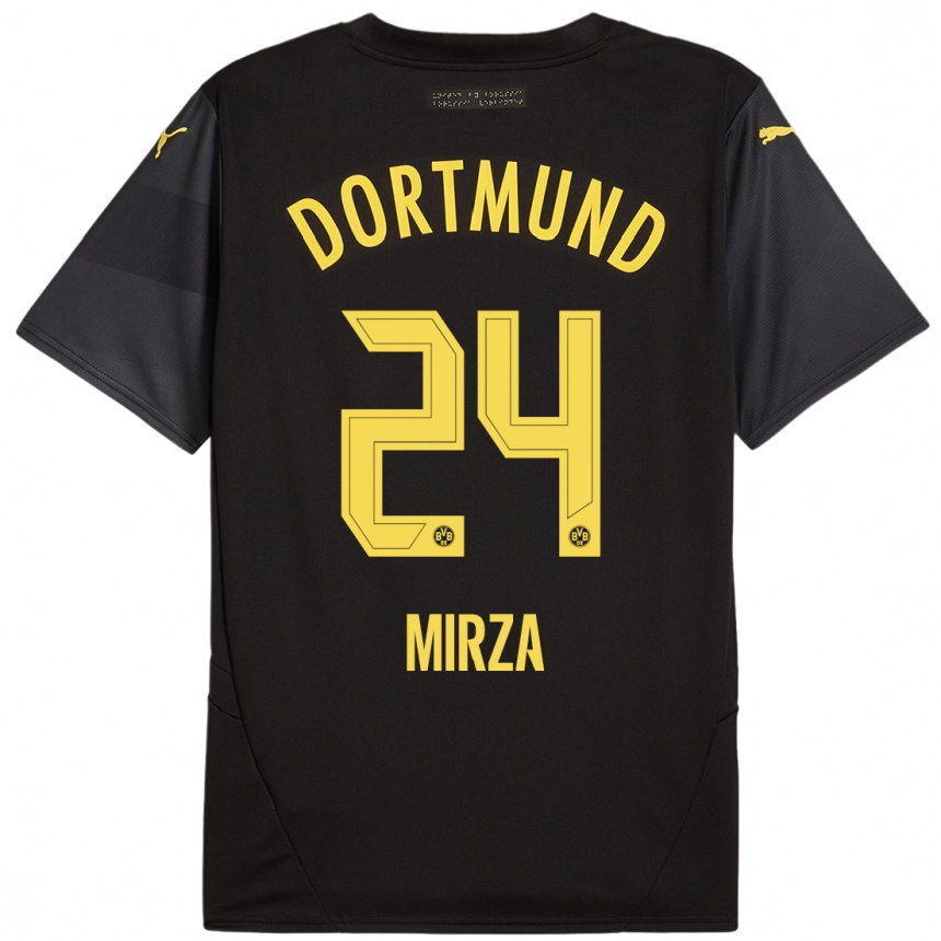 נשים כדורגל Marwan-Omir Mirza #24 שחור צהוב הרחק ג'רזי 2024/25