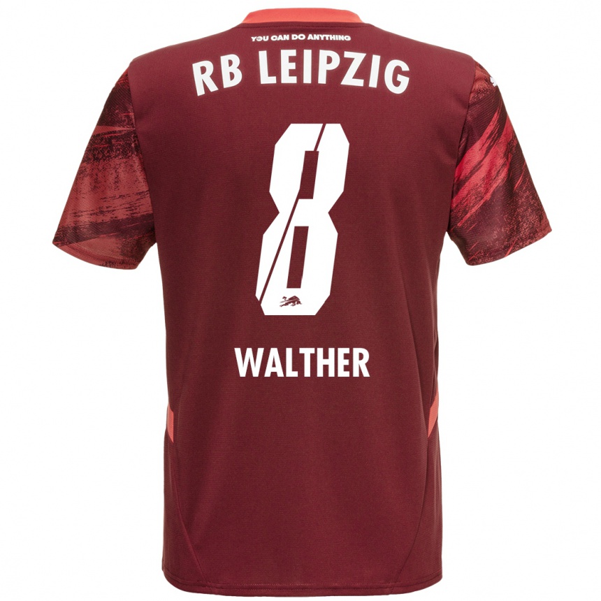נשים כדורגל Kofi Walther #8 בורדו הרחק ג'רזי 2024/25