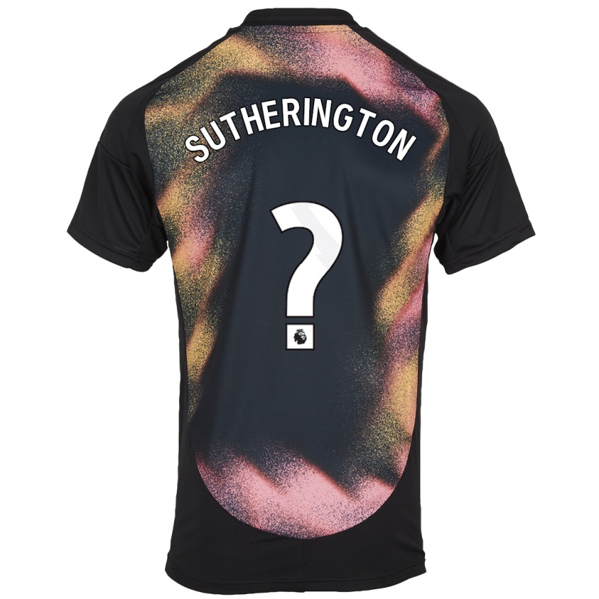 נשים כדורגל Harry Sutherington #0 שחור לבן הרחק ג'רזי 2024/25