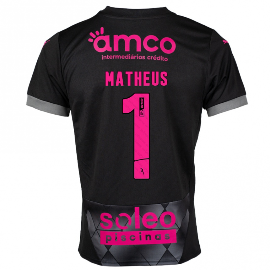 נשים כדורגל Matheus #1 שחור ורוד הרחק ג'רזי 2024/25