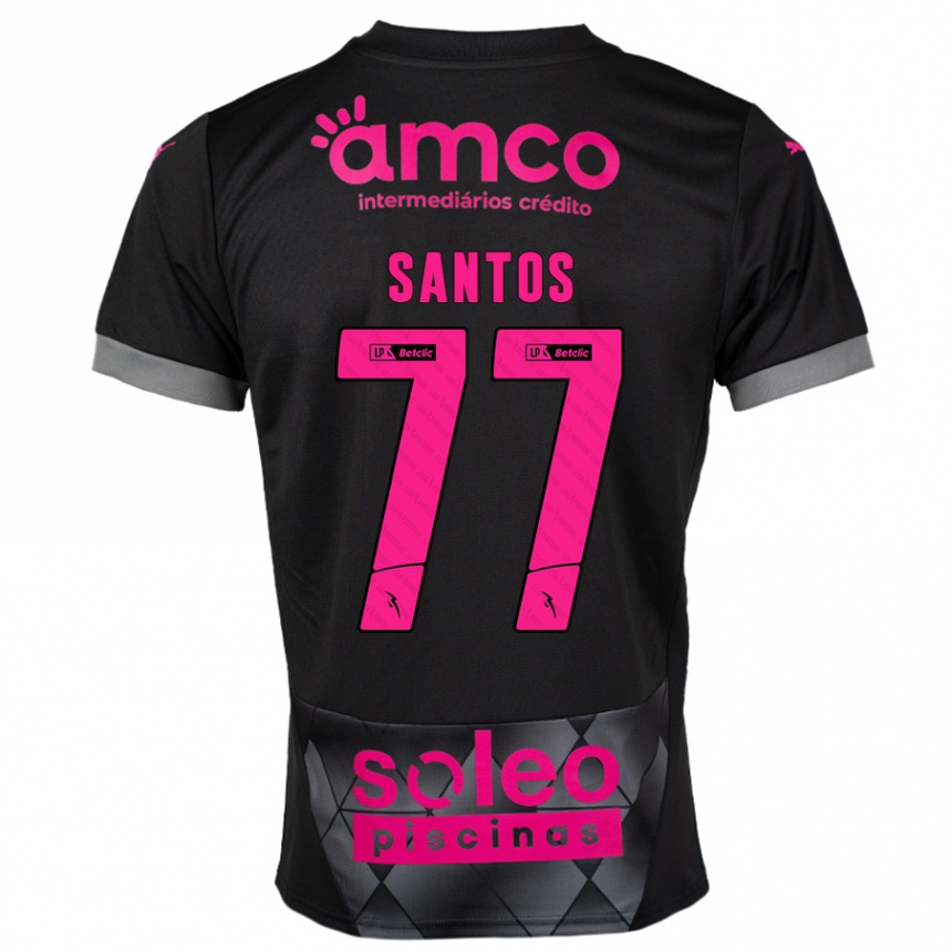 נשים כדורגל Edu Santos #77 שחור ורוד הרחק ג'רזי 2024/25