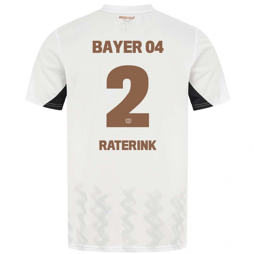 נשים כדורגל Othniël Raterink #2 לבן שחור הרחק ג'רזי 2024/25