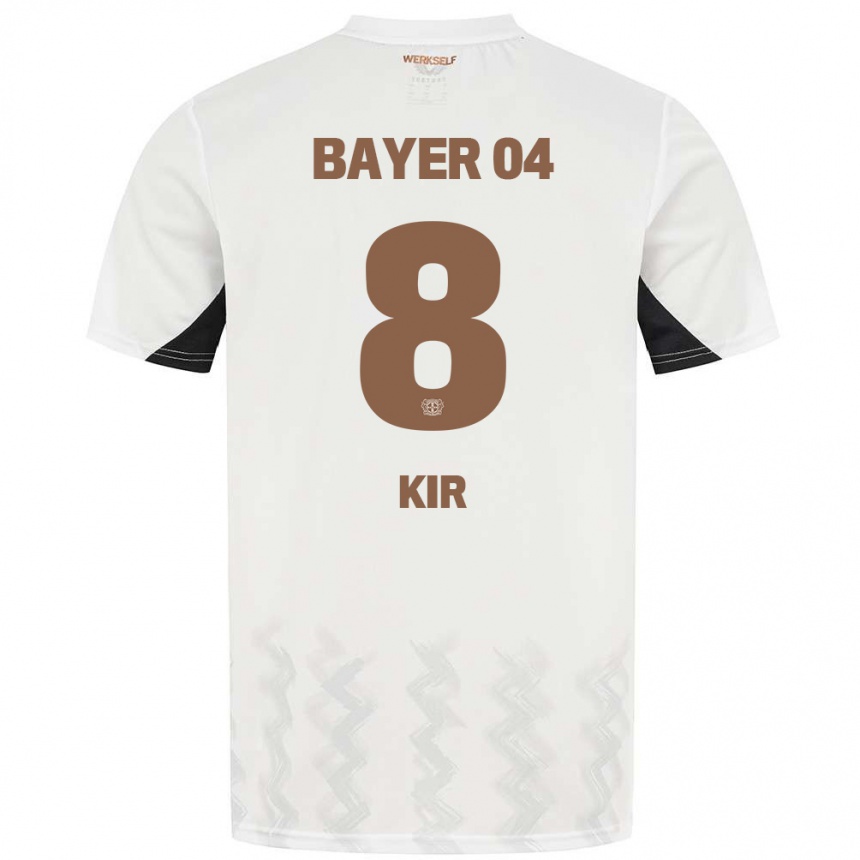 נשים כדורגל Burak Kir #8 לבן שחור הרחק ג'רזי 2024/25