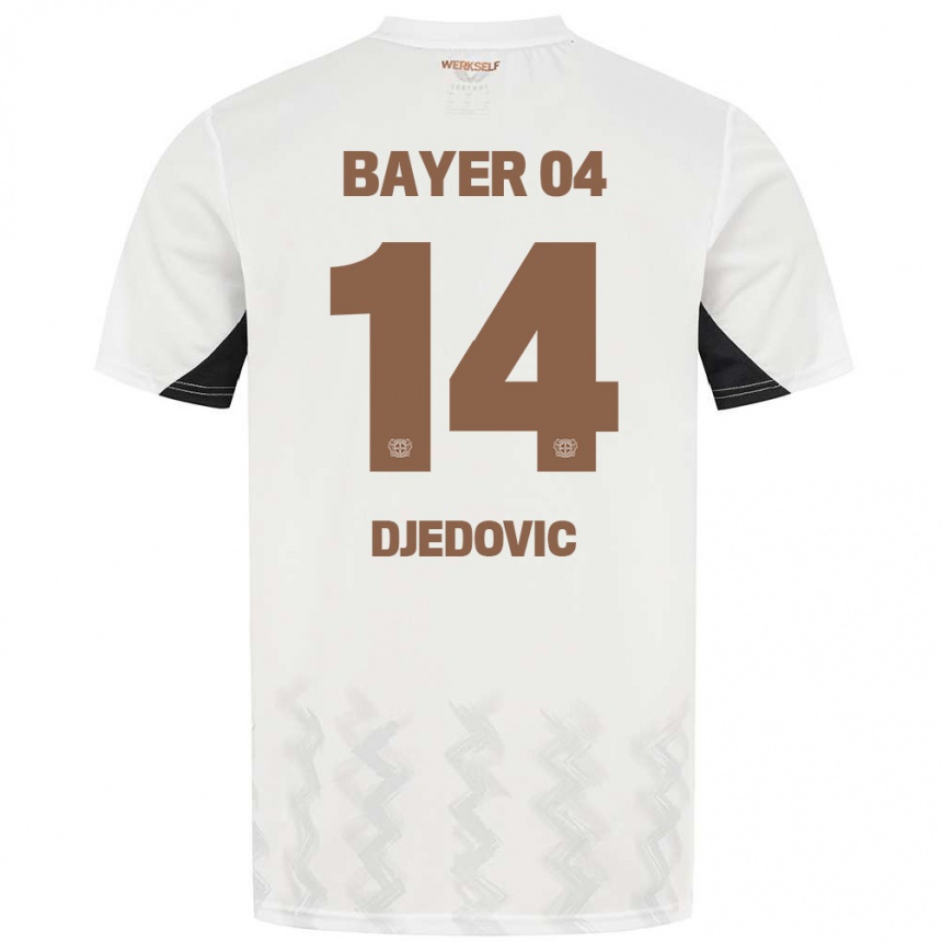 נשים כדורגל Melis Djedovic #14 לבן שחור הרחק ג'רזי 2024/25
