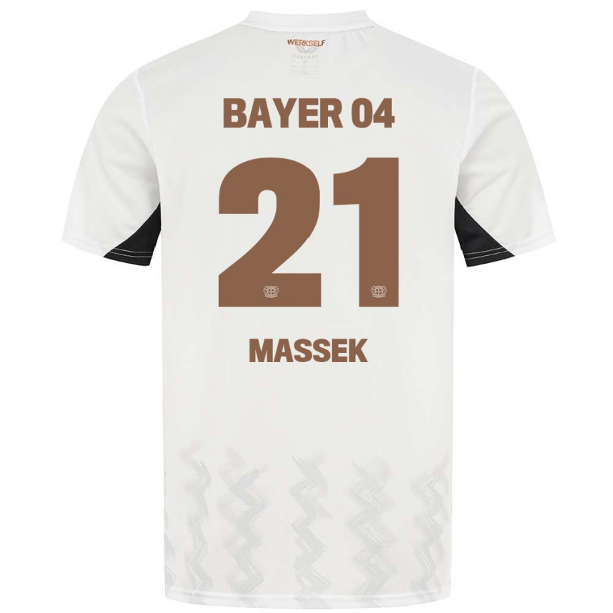 נשים כדורגל Ivan Massek #21 לבן שחור הרחק ג'רזי 2024/25