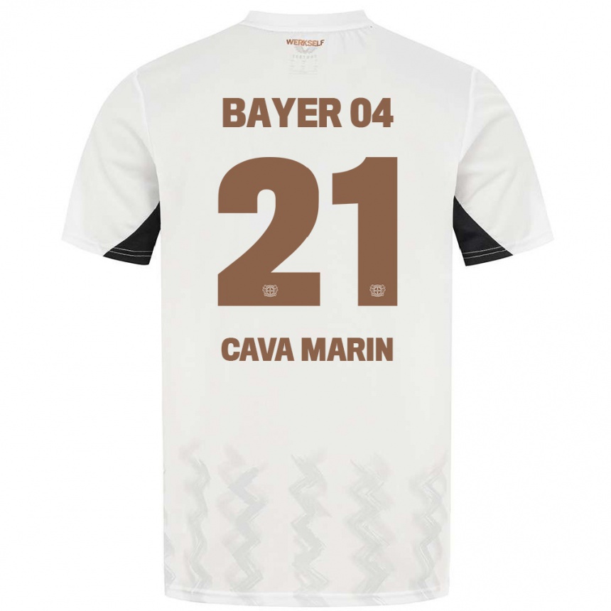 נשים כדורגל Sofia Cava Marin #21 לבן שחור הרחק ג'רזי 2024/25