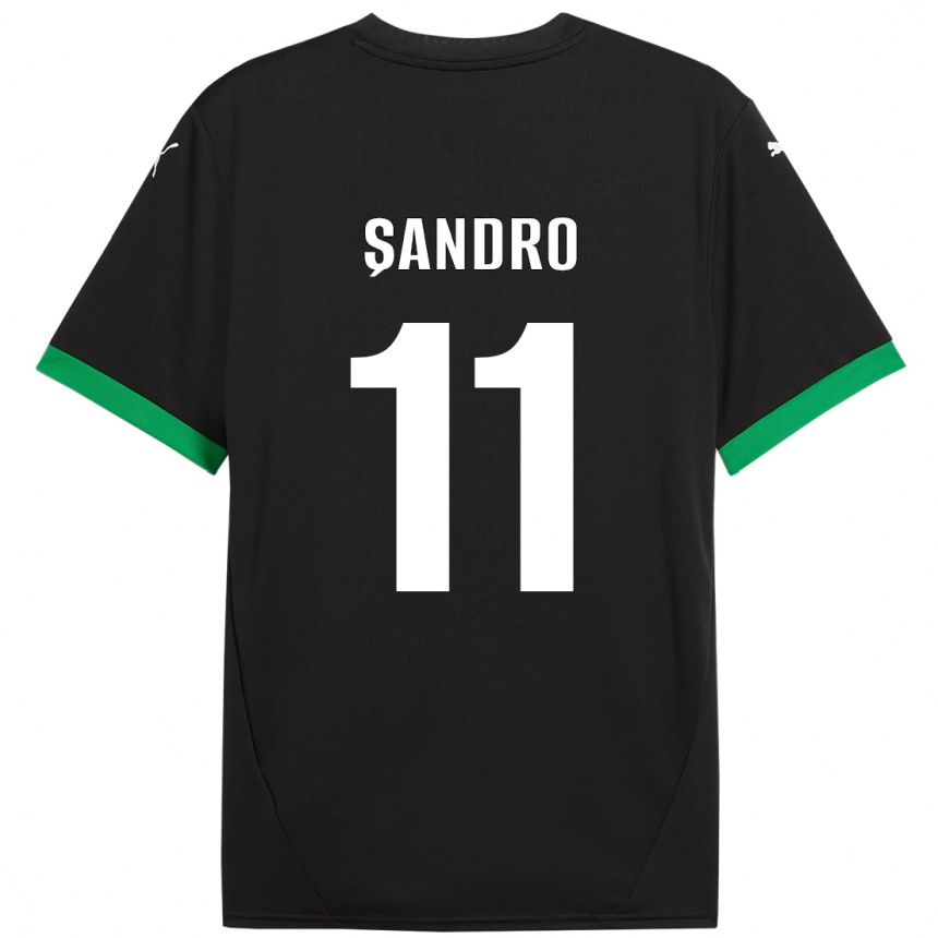 ילדים כדורגל Denis Șandro #11 שחור ירוק כהה ג'רזי ביתית 2024/25