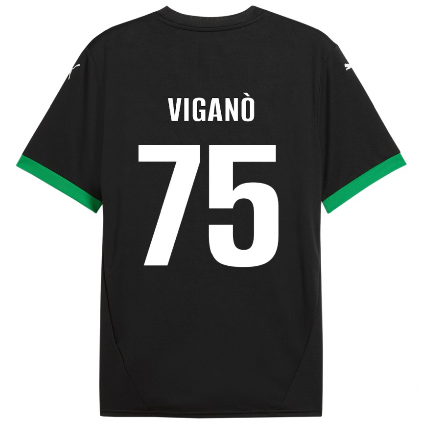 ילדים כדורגל Lorenzo Viganò #75 שחור ירוק כהה ג'רזי ביתית 2024/25