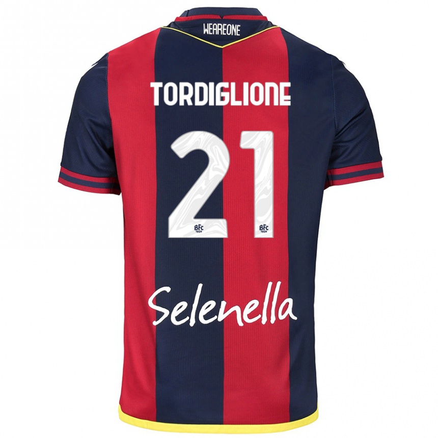 ילדים כדורגל Nicolò Tordiglione #21 אדום רויאל כחול ג'רזי ביתית 2024/25