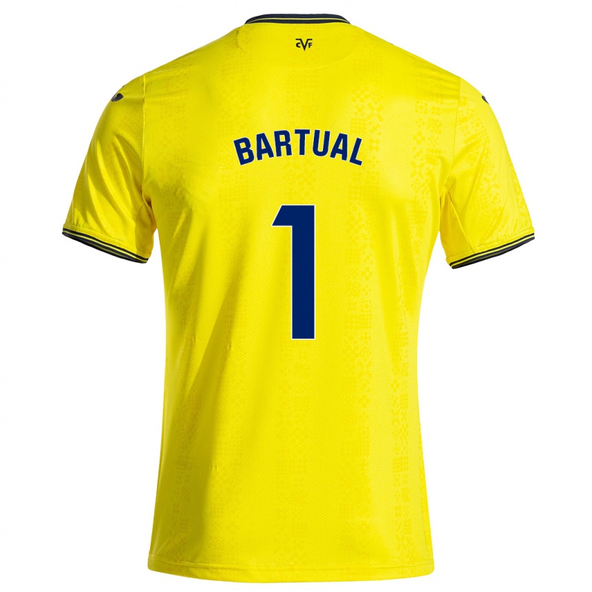 ילדים כדורגל Kike Bartual #1 צהוב שחור ג'רזי ביתית 2024/25