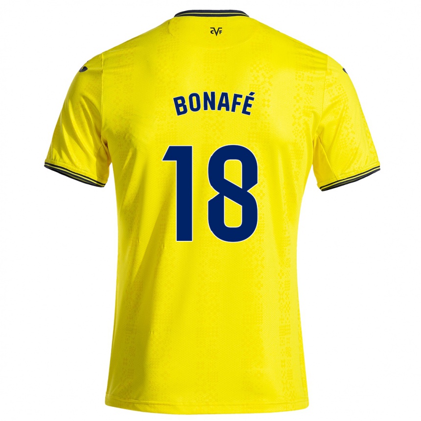 ילדים כדורגל César Bonafé #18 צהוב שחור ג'רזי ביתית 2024/25
