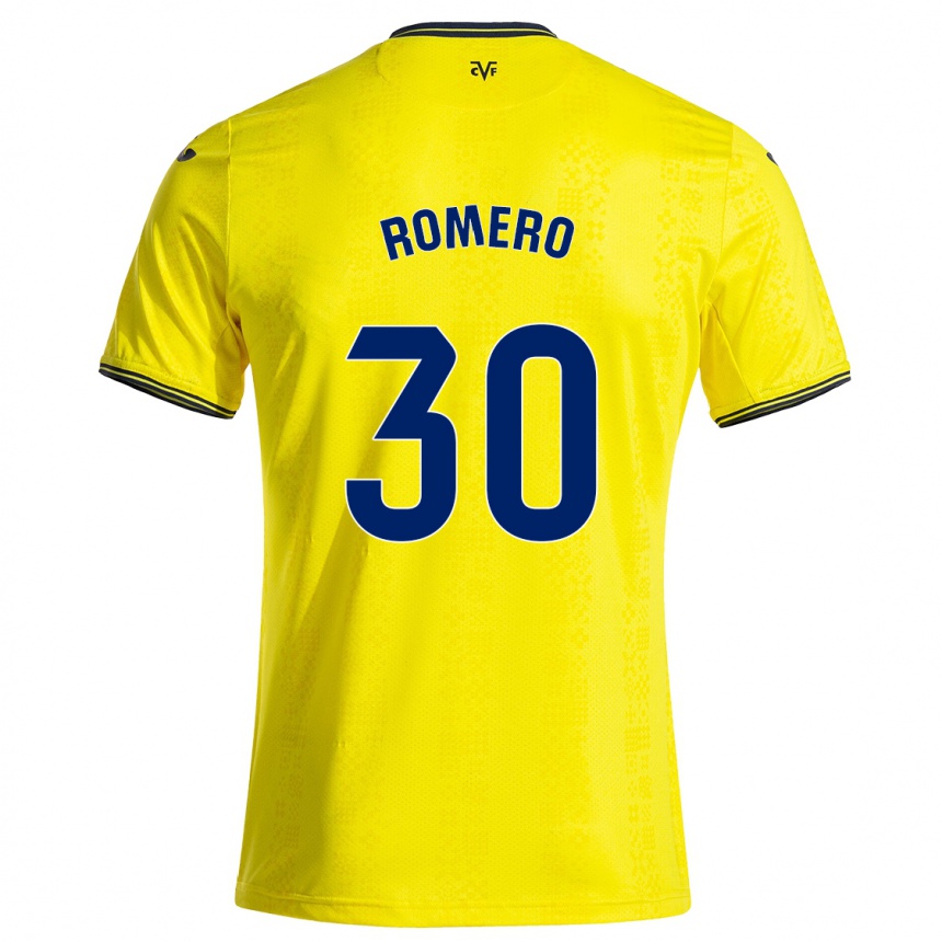 ילדים כדורגל Lucía Romero #30 צהוב שחור ג'רזי ביתית 2024/25