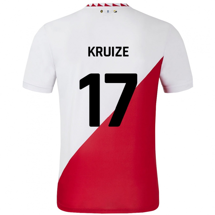 ילדים כדורגל Elisha Kruize #17 לבן אדום ג'רזי ביתית 2024/25