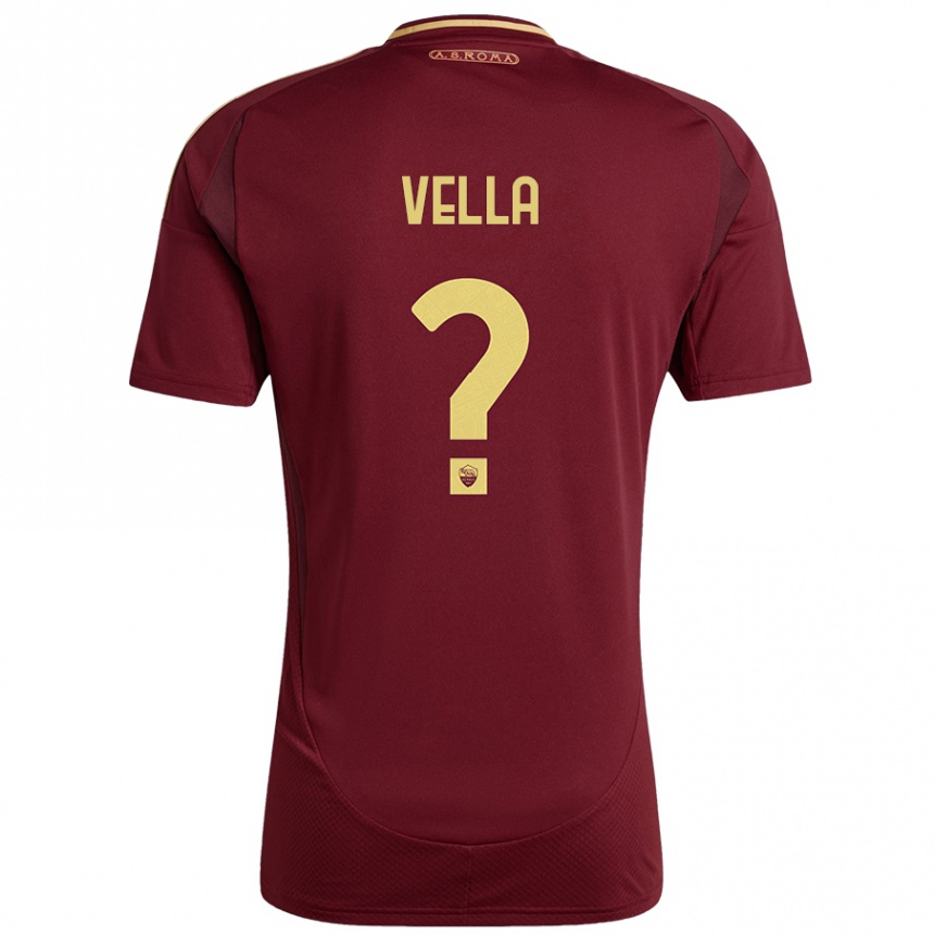 ילדים כדורגל Tancredi Vella #0 אדום חום זהב ג'רזי ביתית 2024/25
