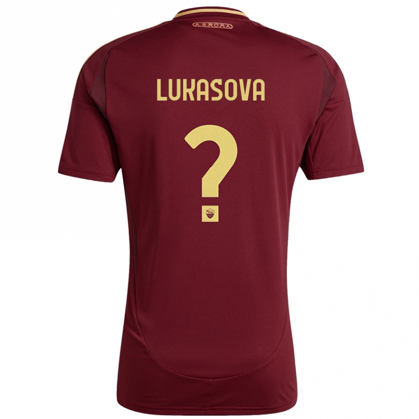 ילדים כדורגל Olivie Lukášová #0 אדום חום זהב ג'רזי ביתית 2024/25