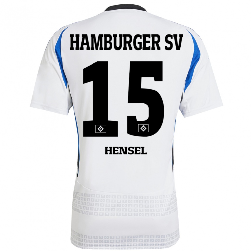 ילדים כדורגל Janoah Hensel #15 לבן כחול ג'רזי ביתית 2024/25