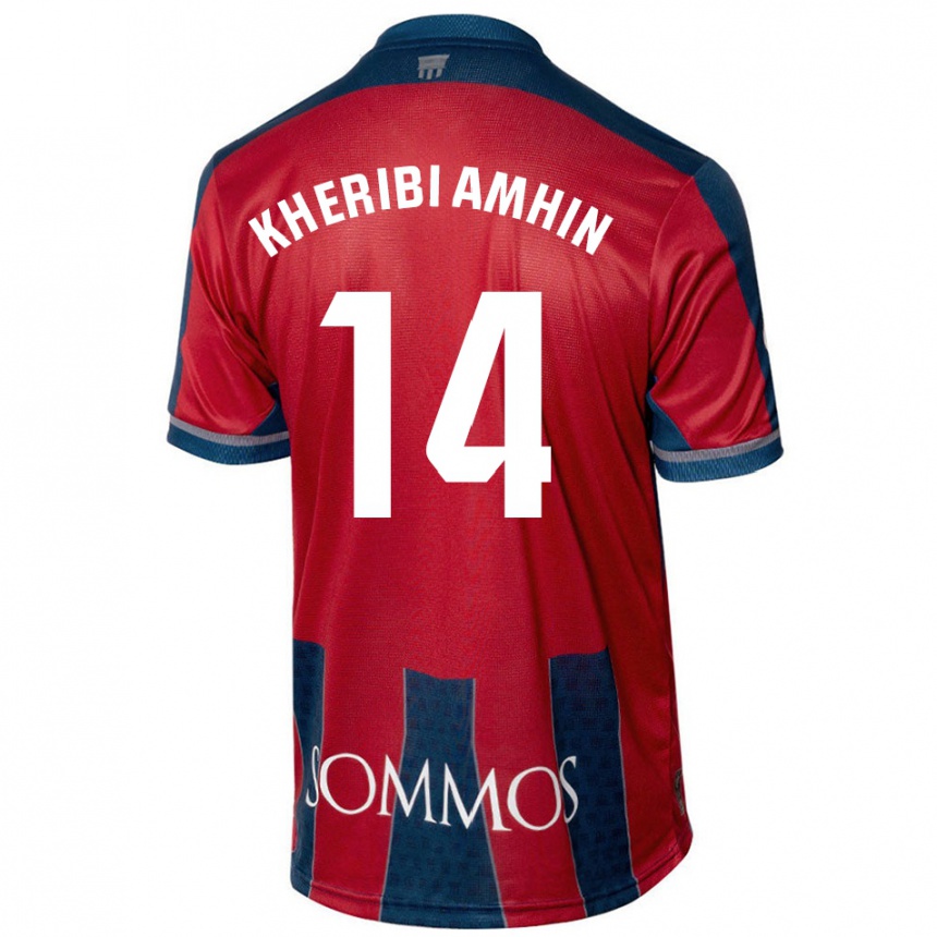 ילדים כדורגל Nabil Kheribi Amhin #14 אדום כחול ג'רזי ביתית 2024/25