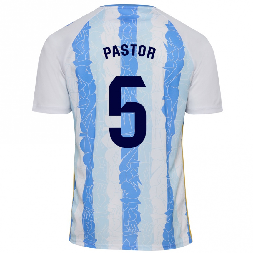 ילדים כדורגל Álex Pastor #5 לבן כחול ג'רזי ביתית 2024/25
