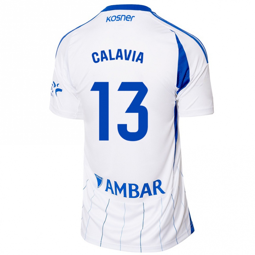 ילדים כדורגל Carlos Calavia #13 אדום לבן ג'רזי ביתית 2024/25