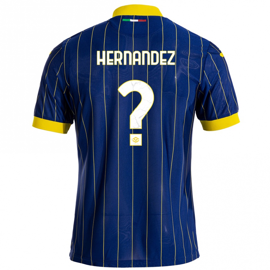 ילדים כדורגל Joaquin Hernandez #0 כחול צהוב ג'רזי ביתית 2024/25