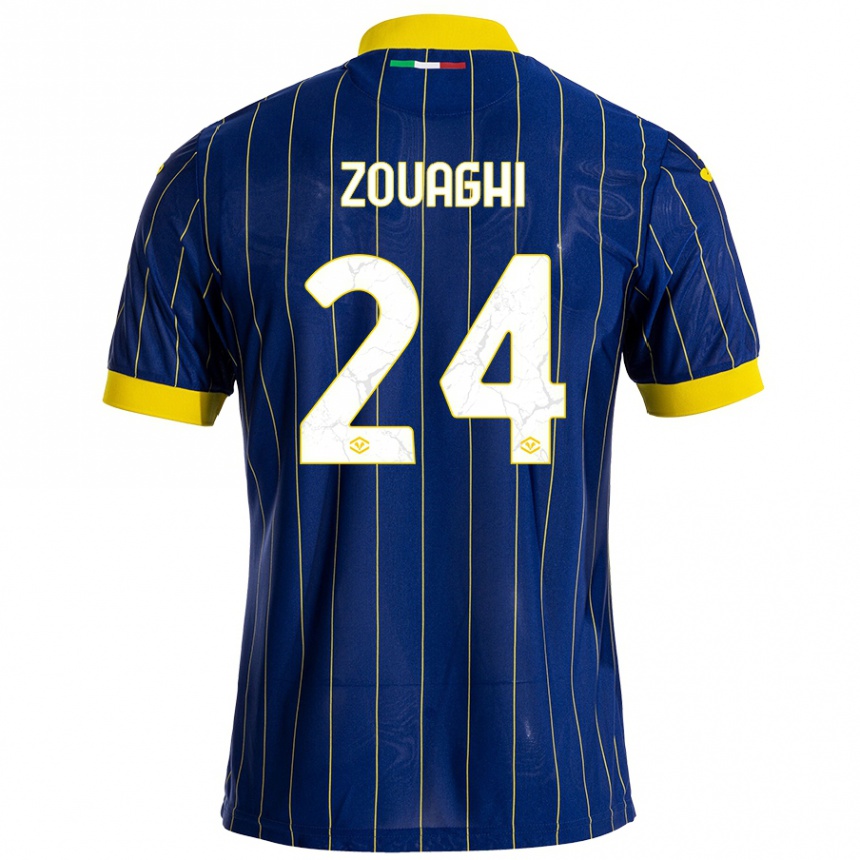 ילדים כדורגל Thomas Zouaghi #24 כחול צהוב ג'רזי ביתית 2024/25