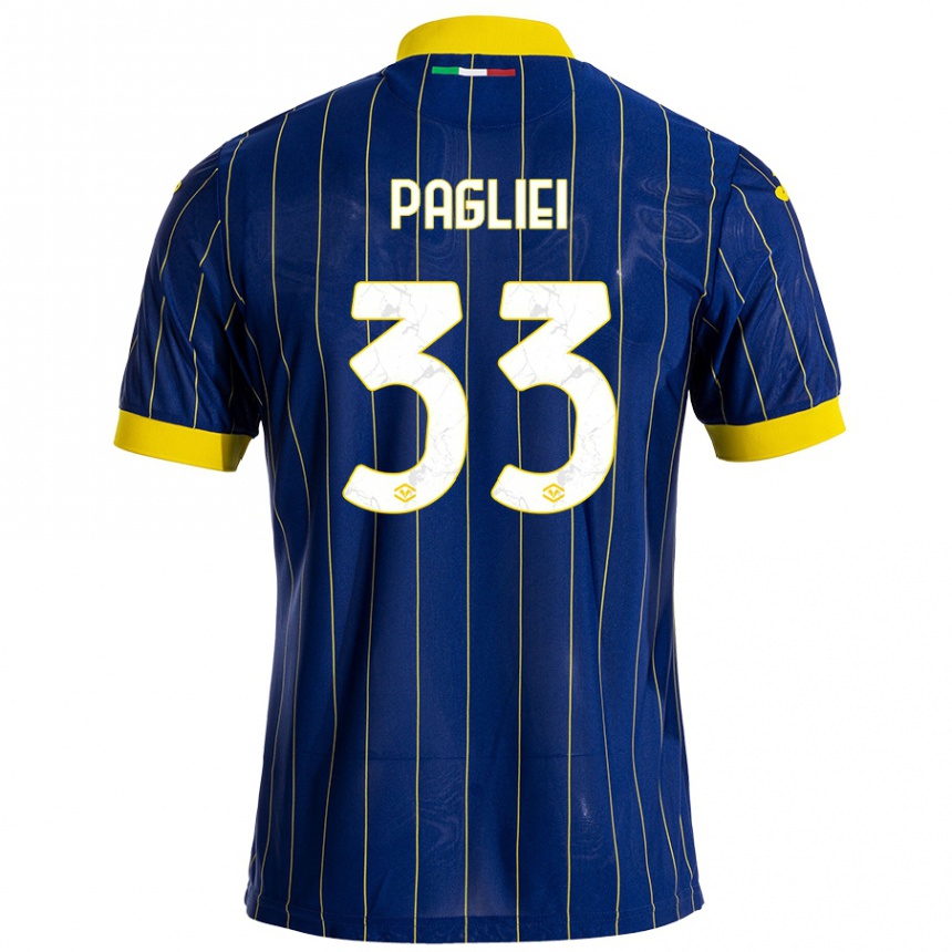 ילדים כדורגל Matteo Pagliei #33 כחול צהוב ג'רזי ביתית 2024/25