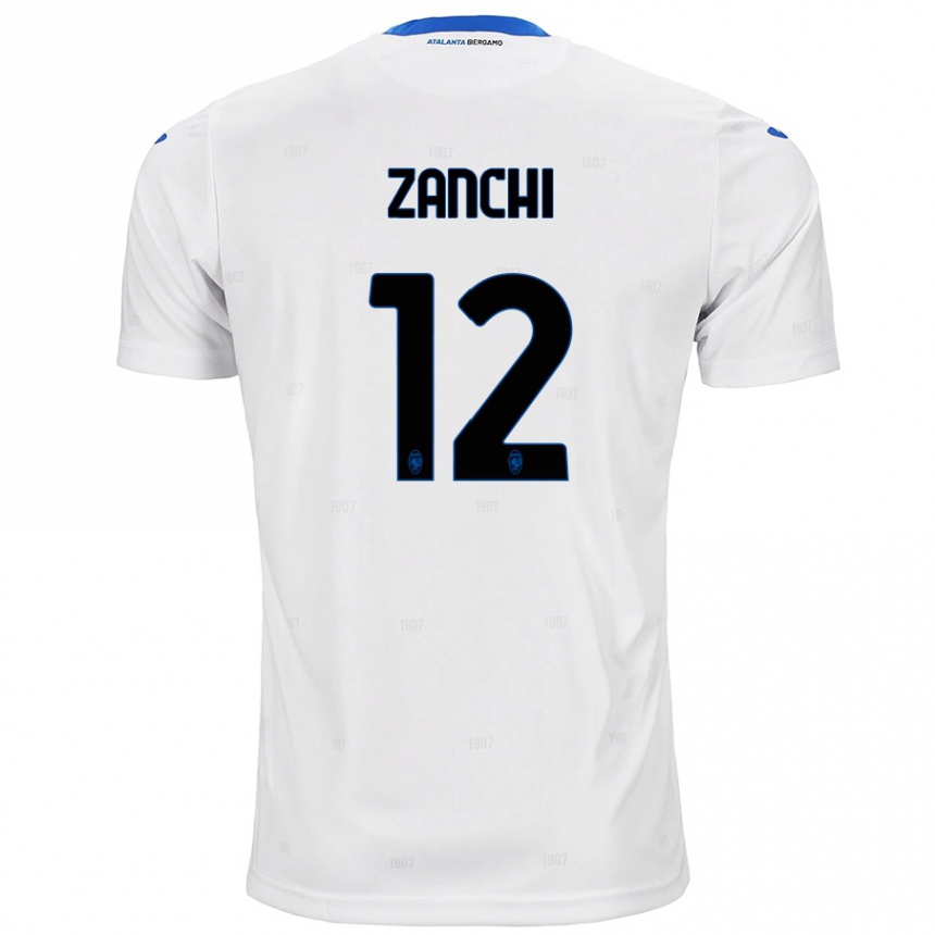 ילדים כדורגל Edoardo Zanchi #12 לָבָן הרחק ג'רזי 2024/25