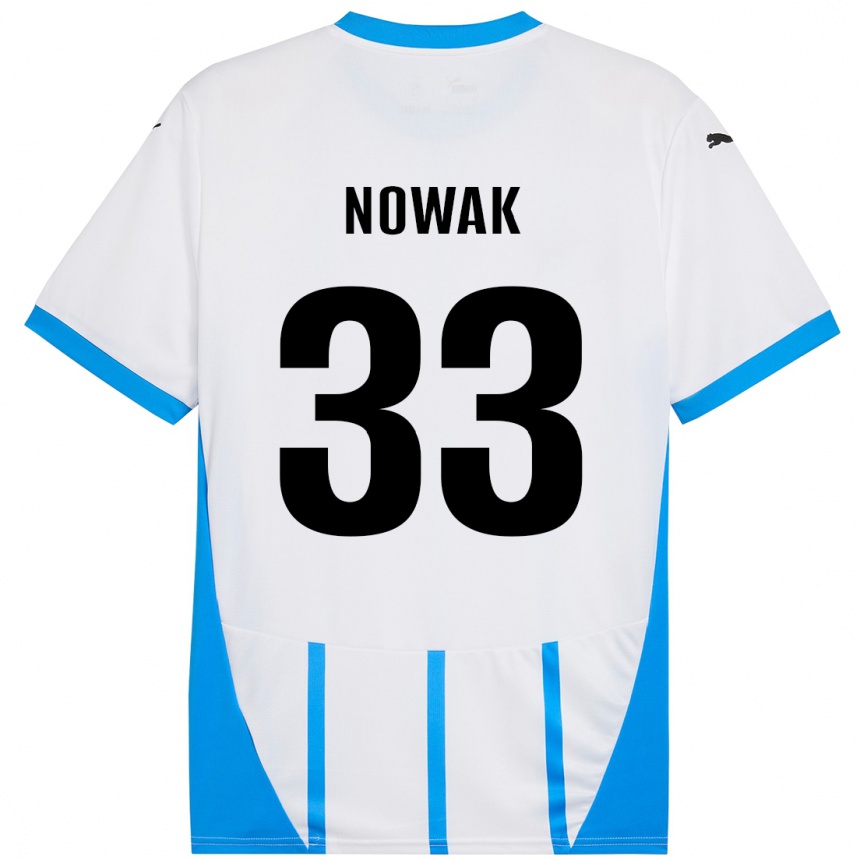 ילדים כדורגל Julie Nowak #33 כחול לבן הרחק ג'רזי 2024/25