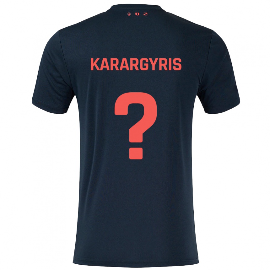 ילדים כדורגל Zois Karargyris #0 שחור אדום הרחק ג'רזי 2024/25