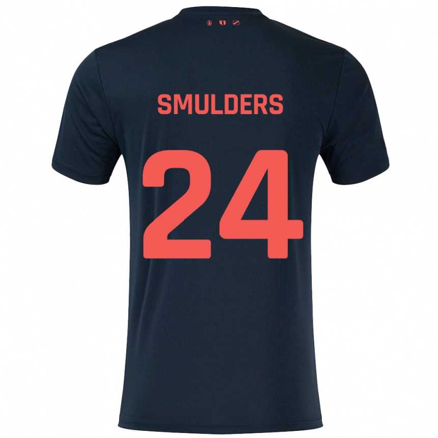 ילדים כדורגל Anniek Smulders #24 שחור אדום הרחק ג'רזי 2024/25