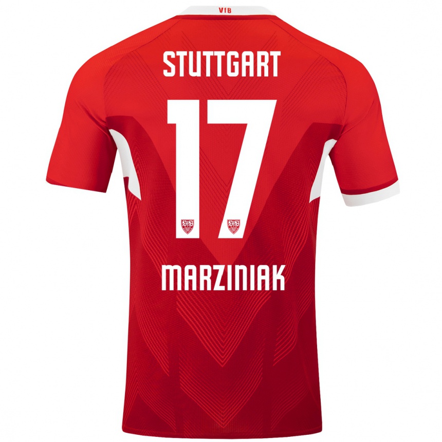 ילדים כדורגל Chiara Marziniak #17 אדום לבן הרחק ג'רזי 2024/25