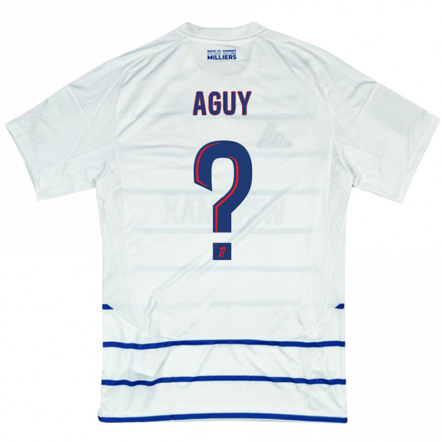 ילדים כדורגל David Aguy #0 לבן כחול הרחק ג'רזי 2024/25